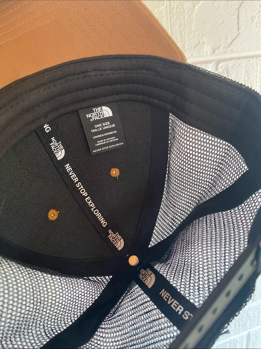 The North Face Brown and Black Mesh Logo Trucker Hat